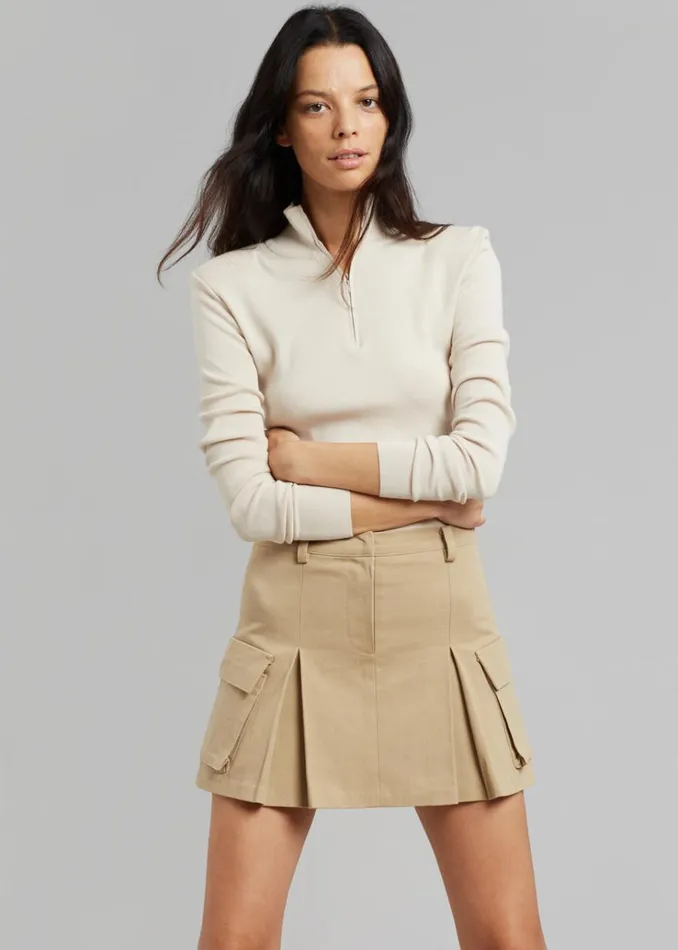 The Frankie Shop Audrey Cargo Pleated Miniskirt 8211 Tan Women Bottoms