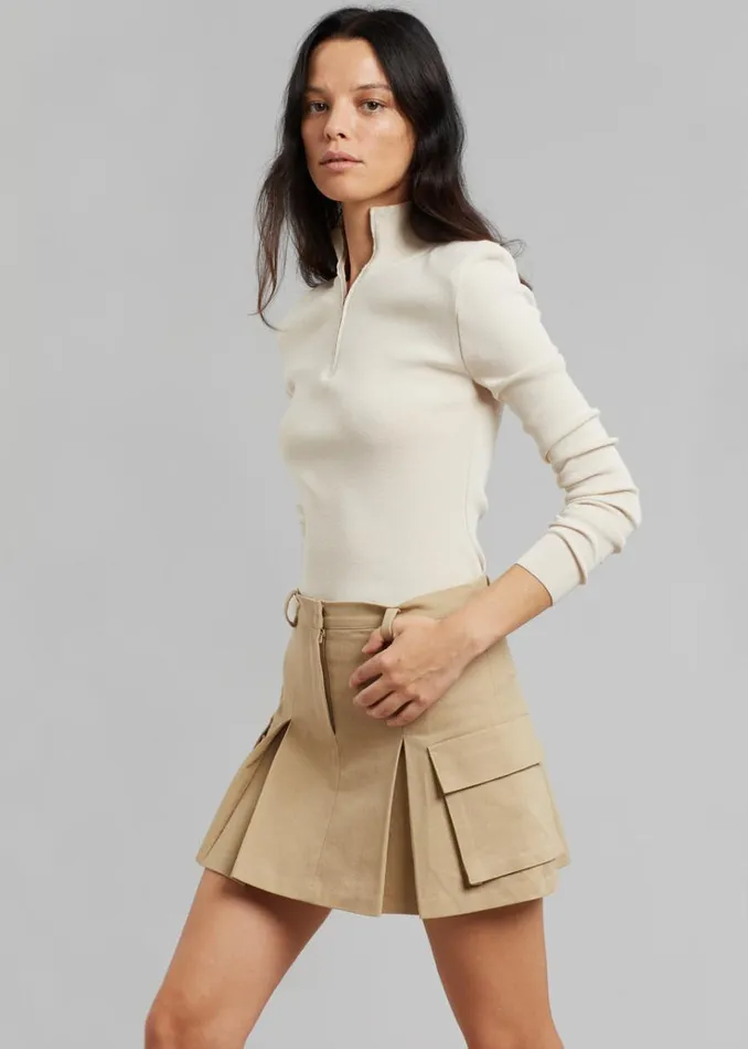 The Frankie Shop Audrey Cargo Pleated Miniskirt 8211 Tan Women Bottoms