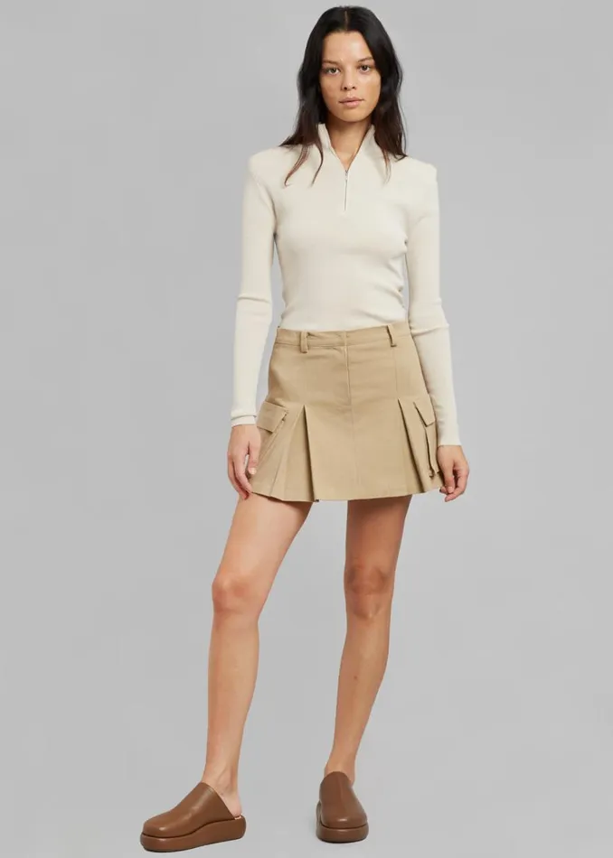 The Frankie Shop Audrey Cargo Pleated Miniskirt 8211 Tan Women Bottoms