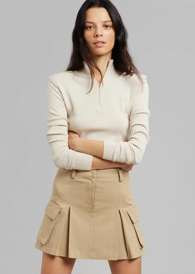 The Frankie Shop Audrey Cargo Pleated Miniskirt 8211 Tan Women Bottoms