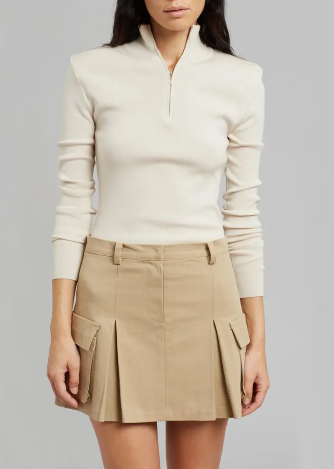 The Frankie Shop Audrey Cargo Pleated Miniskirt 8211 Tan Women Bottoms