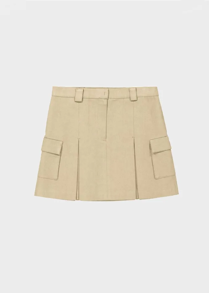 The Frankie Shop Audrey Cargo Pleated Miniskirt 8211 Tan Women Bottoms