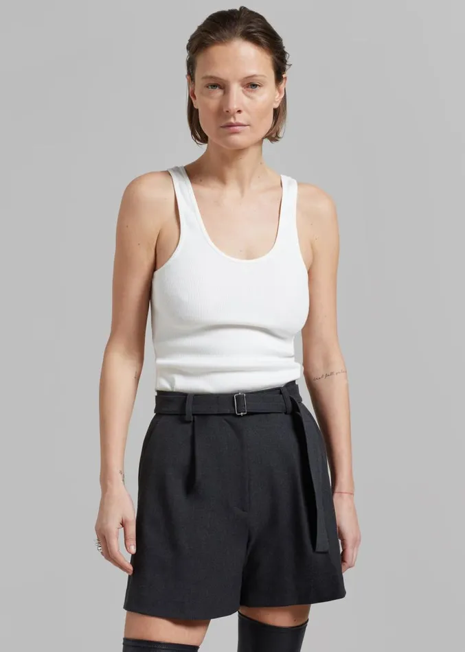 The Frankie Shop Avalon Belted Shorts 8211 Charcoal Women Clothing