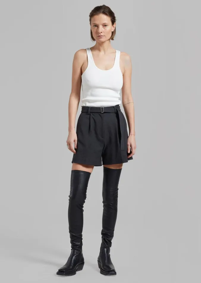The Frankie Shop Avalon Belted Shorts 8211 Charcoal Women Clothing