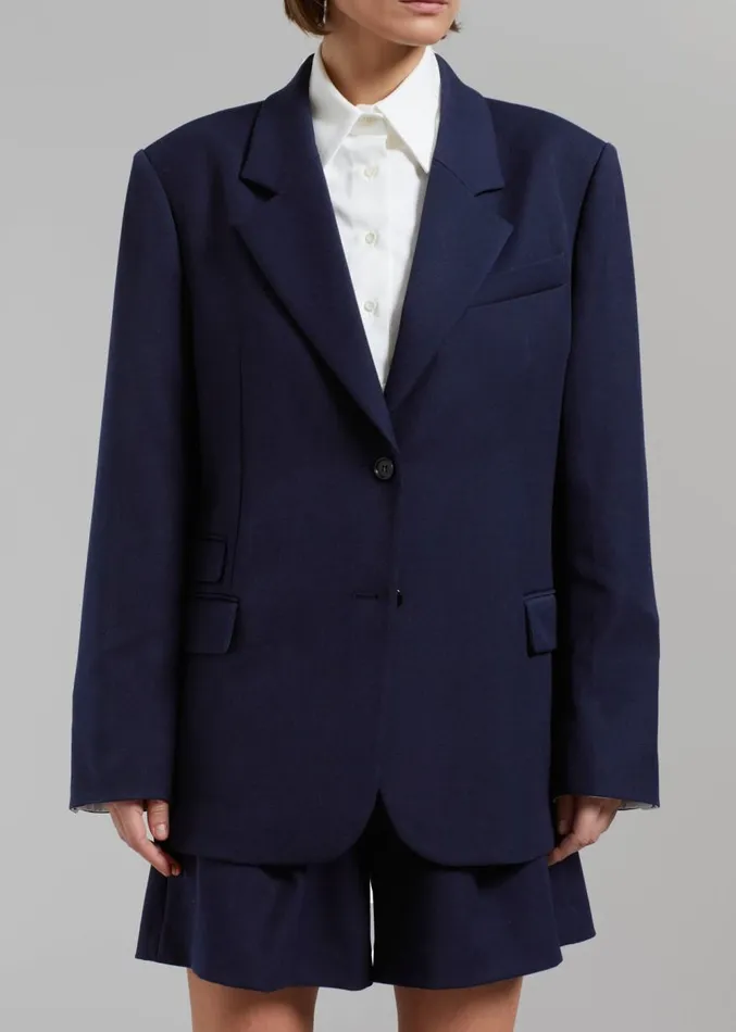 The Frankie Shop Avalon Blazer 8211 Navy Women Clothing