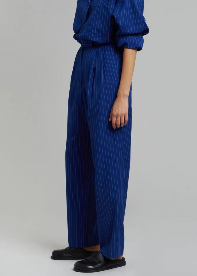 The Frankie Shop Bea Fluid Stripe Suit Pants 8211 Deep Blue Women Clothing