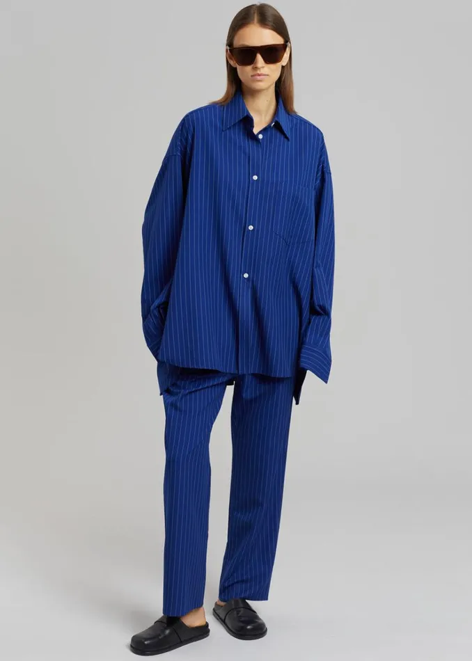The Frankie Shop Bea Fluid Stripe Suit Pants 8211 Deep Blue Women Clothing
