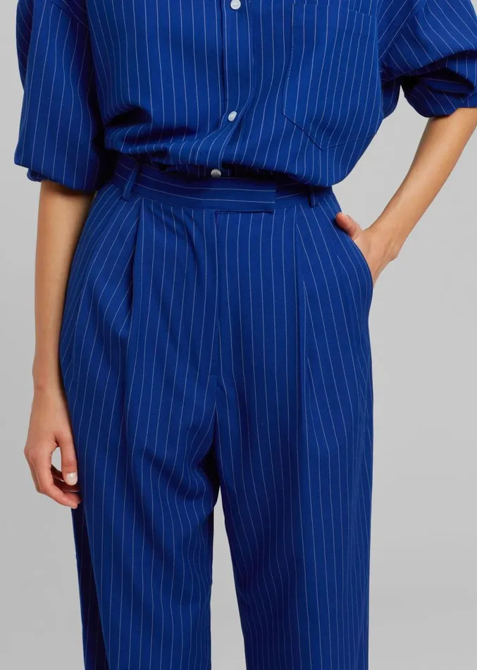 The Frankie Shop Bea Fluid Stripe Suit Pants 8211 Deep Blue Women Clothing