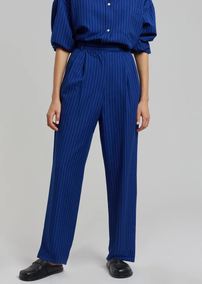 The Frankie Shop Bea Fluid Stripe Suit Pants 8211 Deep Blue Women Clothing