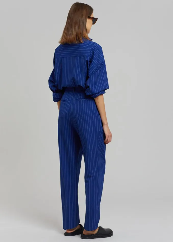 The Frankie Shop Bea Fluid Stripe Suit Pants 8211 Deep Blue Women Clothing