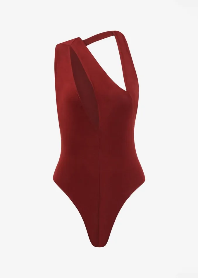 The Frankie Shop Beaufille Triple Strap Bodysuit 8211 Burgundy Women Tops