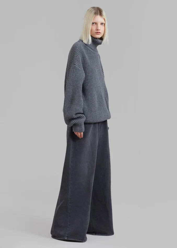 The Frankie Shop Belfast Turtleneck Sweater 8211 Grey Women Knitwear