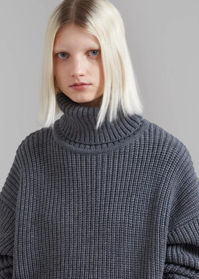The Frankie Shop Belfast Turtleneck Sweater 8211 Grey Women Knitwear
