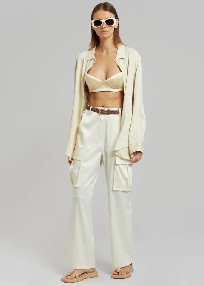 The Frankie Shop Bevza Seashell Short Bustier Top 8211 Champagne Women Tops