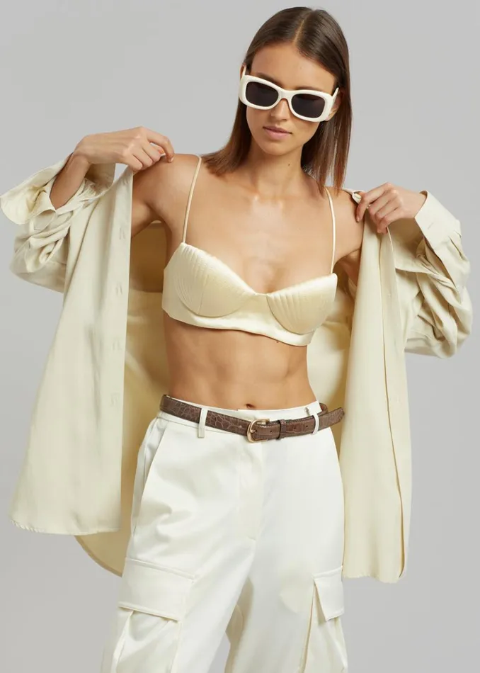 The Frankie Shop Bevza Seashell Short Bustier Top 8211 Champagne Women Tops