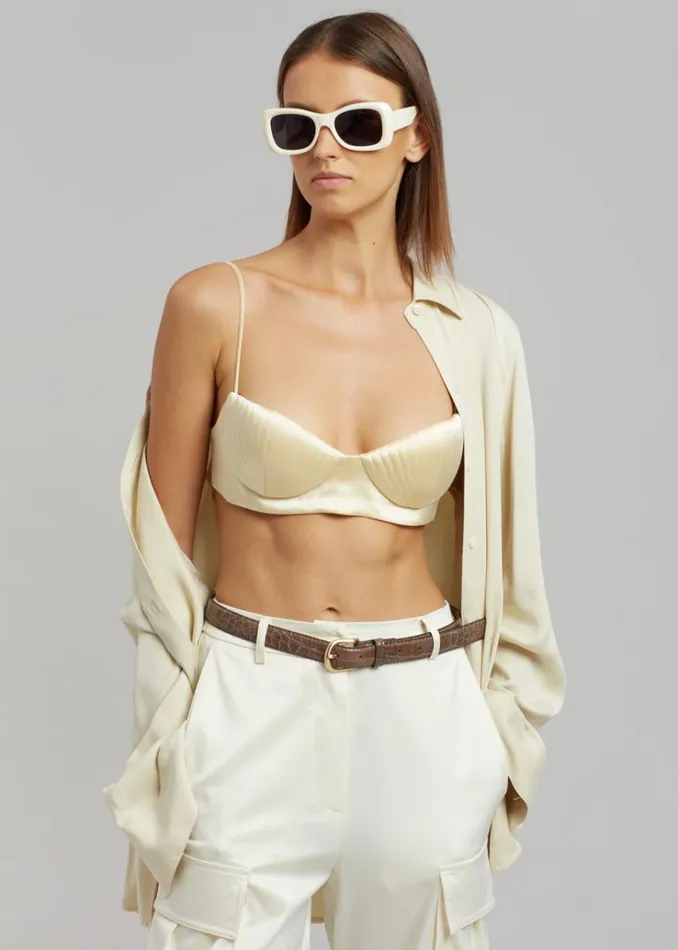 The Frankie Shop Bevza Seashell Short Bustier Top 8211 Champagne Women Tops