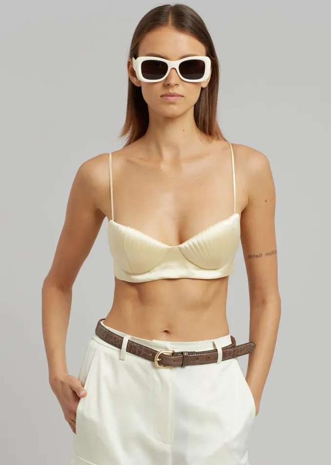 The Frankie Shop Bevza Seashell Short Bustier Top 8211 Champagne Women Tops