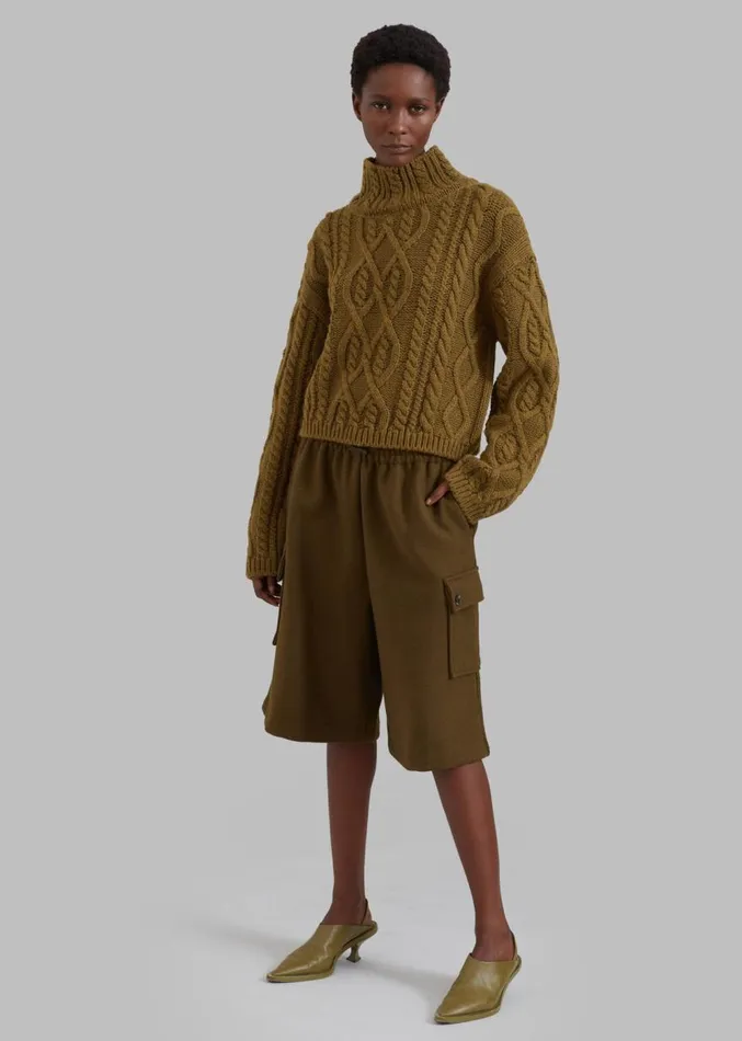 The Frankie Shop Bristol Cargo Shorts 8211 Olive Women Clothing