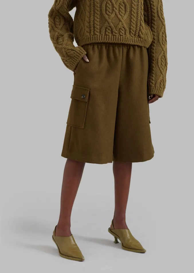 The Frankie Shop Bristol Cargo Shorts 8211 Olive Women Clothing