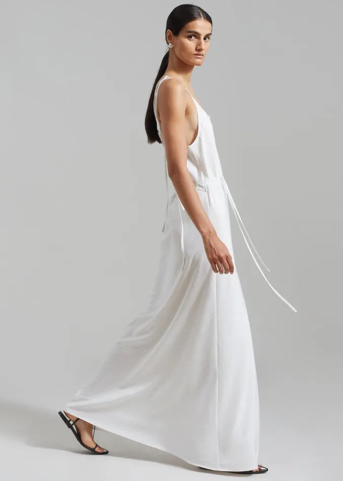 The Frankie Shop Brooke Tie Strap Maxi Dress 8211 Grey Stripe Women Dresses