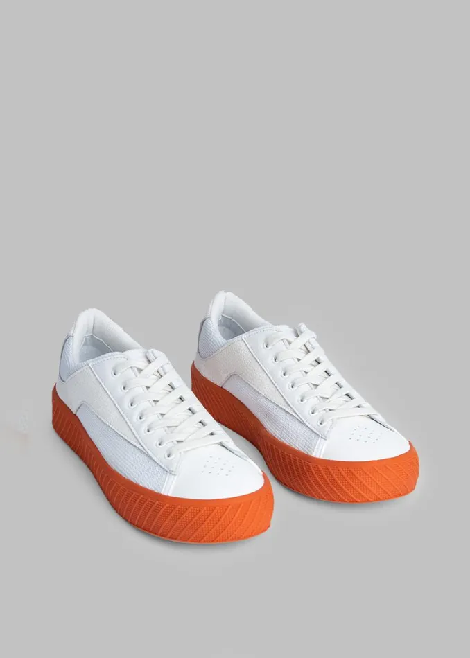 The Frankie Shop BY FAR Rodina Sneakers 8211 Tangerine On White Men Shoes