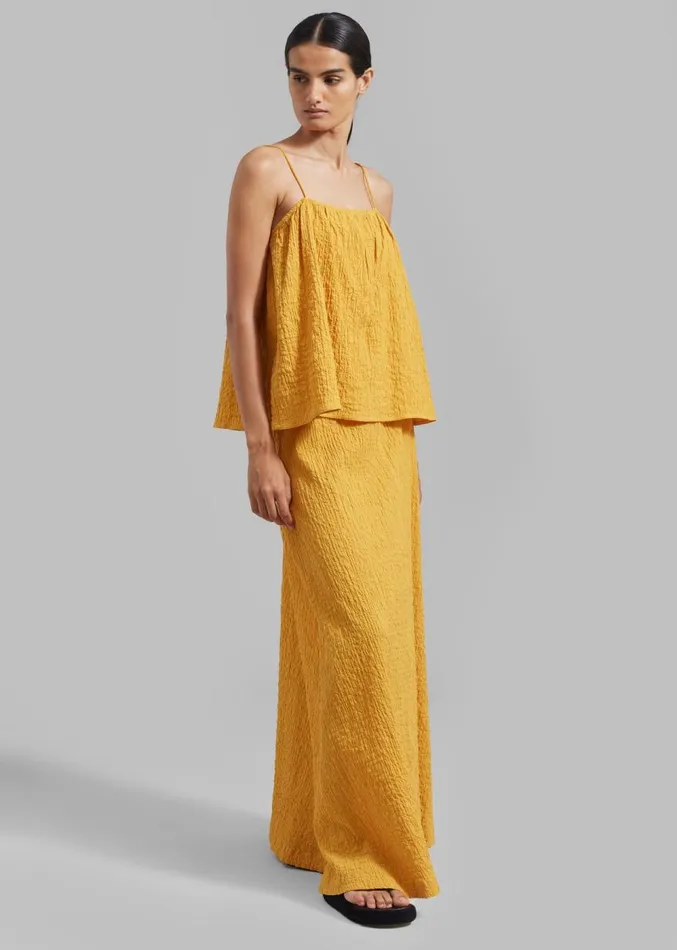 The Frankie Shop By Malene Birger Rosine Organic Cotton Top 8211 Yellow Sunset Women Clothing