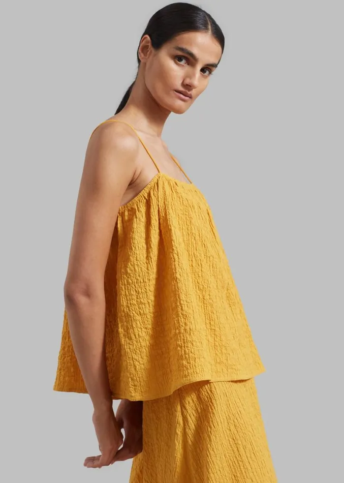 The Frankie Shop By Malene Birger Rosine Organic Cotton Top 8211 Yellow Sunset Women Clothing