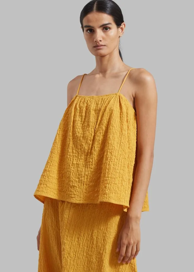 The Frankie Shop By Malene Birger Rosine Organic Cotton Top 8211 Yellow Sunset Women Clothing