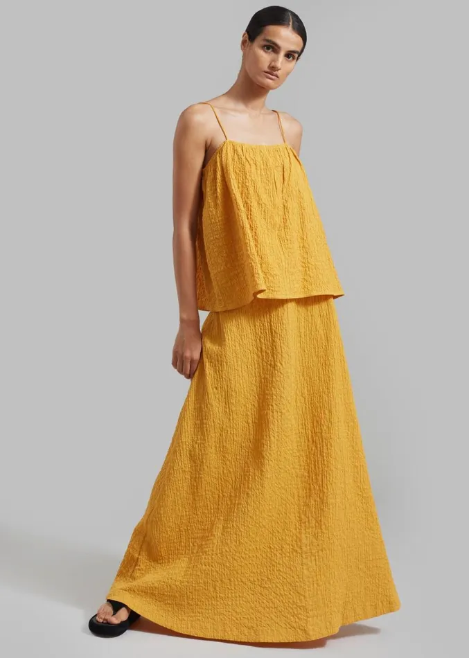The Frankie Shop By Malene Birger Rosine Organic Cotton Top 8211 Yellow Sunset Women Clothing