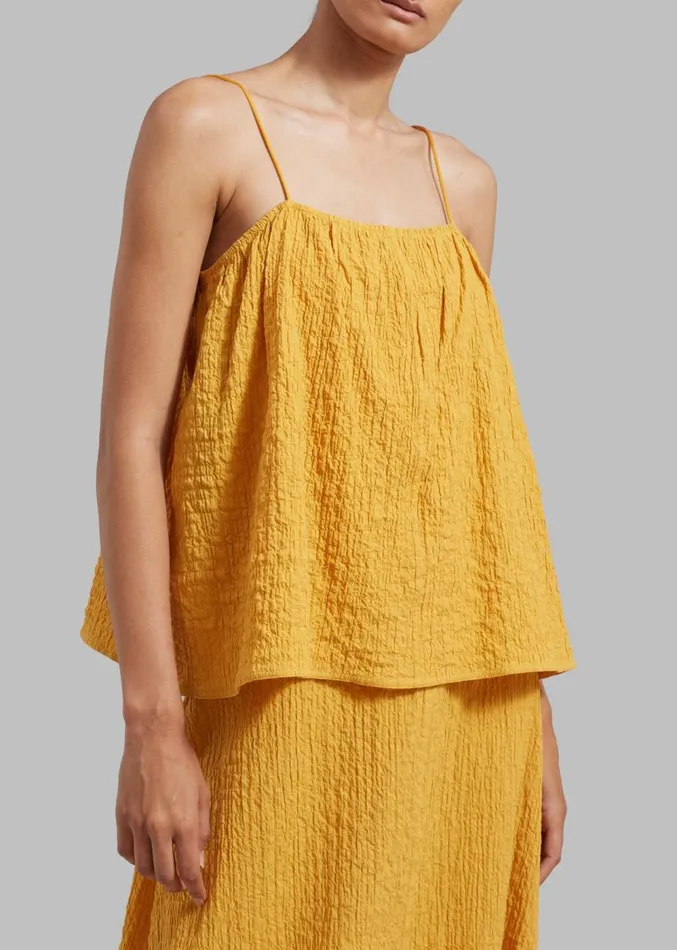 The Frankie Shop By Malene Birger Rosine Organic Cotton Top 8211 Yellow Sunset Women Clothing
