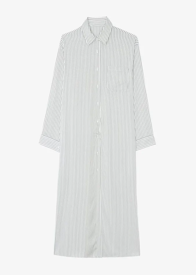 The Frankie Shop Cala Satin Shirt Dress 8211 White Pinstripe Women Clothing