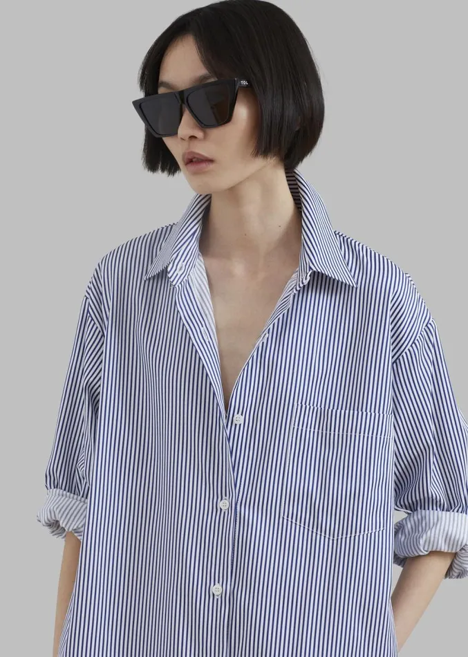 The Frankie Shop Cala Shirt Dress 8211 Navy Stripe Women Dresses