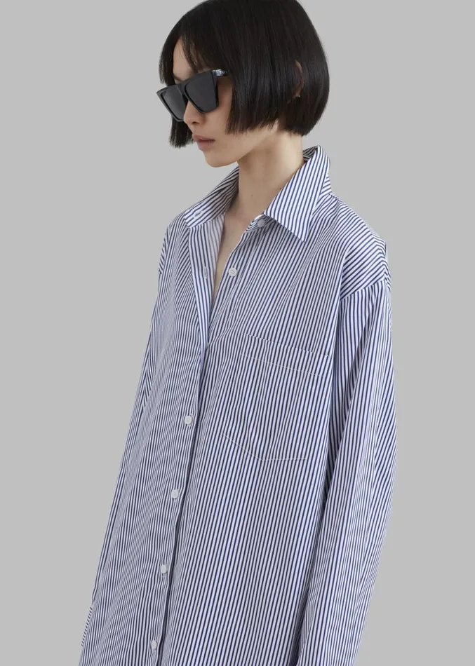 The Frankie Shop Cala Shirt Dress 8211 Navy Stripe Women Dresses