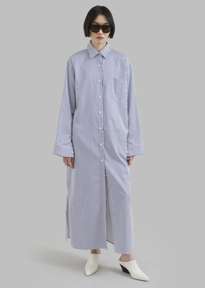 The Frankie Shop Cala Shirt Dress 8211 Navy Stripe Women Dresses