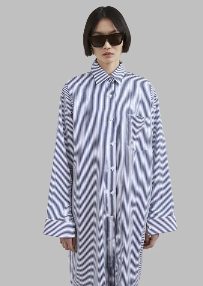 The Frankie Shop Cala Shirt Dress 8211 Navy Stripe Women Dresses