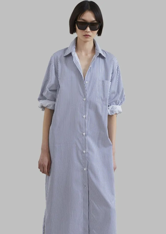 The Frankie Shop Cala Shirt Dress 8211 Navy Stripe Women Dresses
