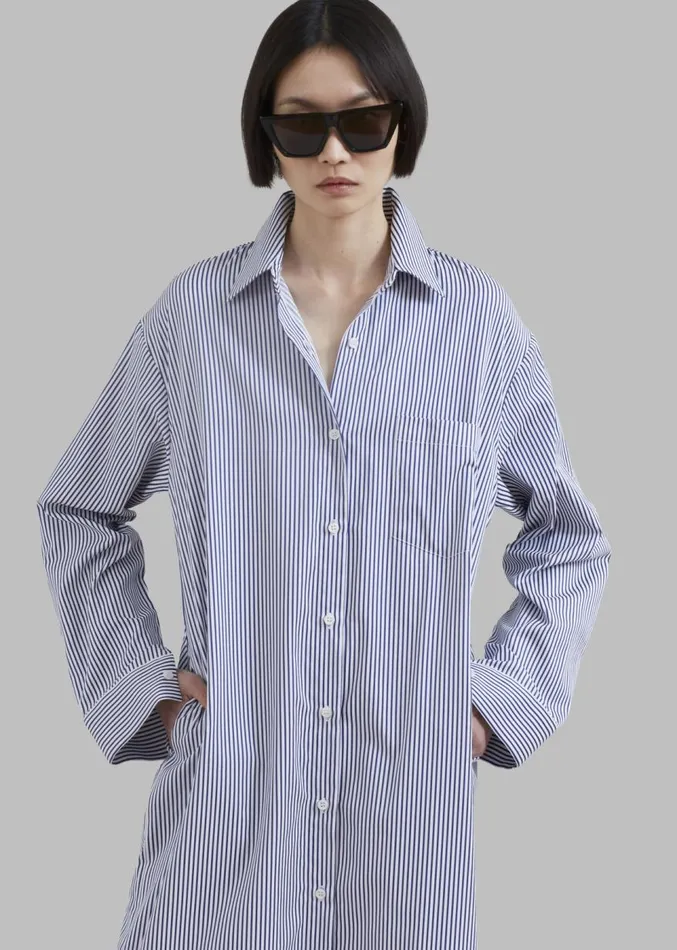The Frankie Shop Cala Shirt Dress 8211 Navy Stripe Women Dresses