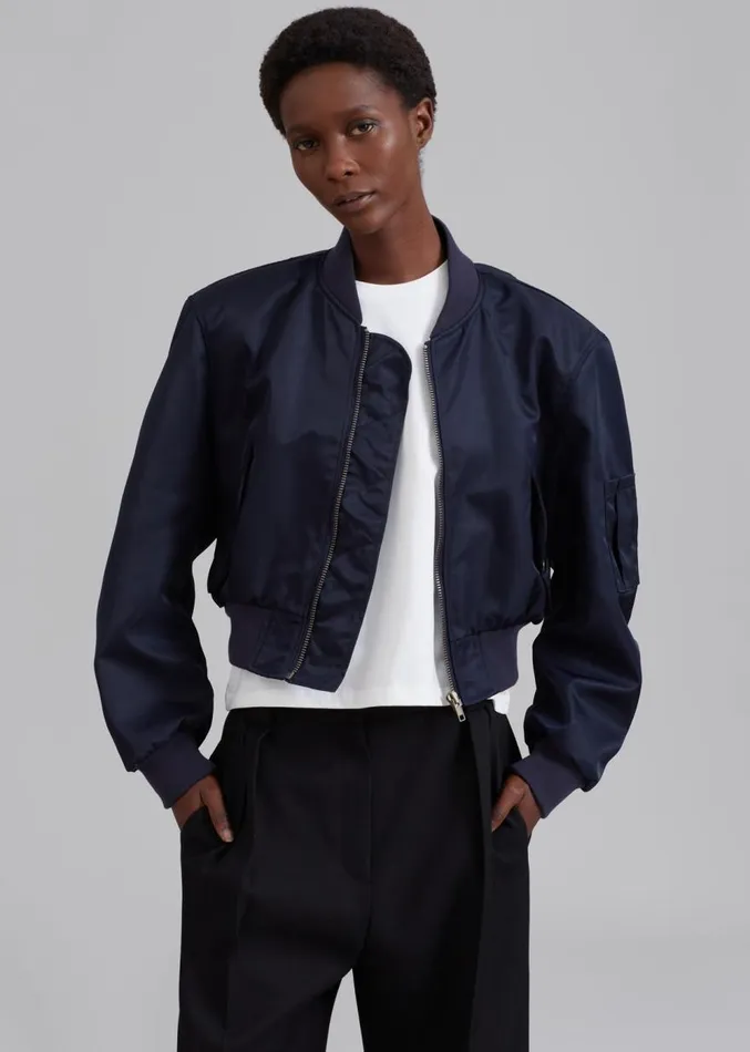 The Frankie Shop Cardiff Padded Bomber 8211 Navy Women Clothing