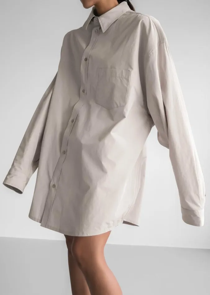 The Frankie Shop Carly Wide Shirt 8211 Taupe Women Tops