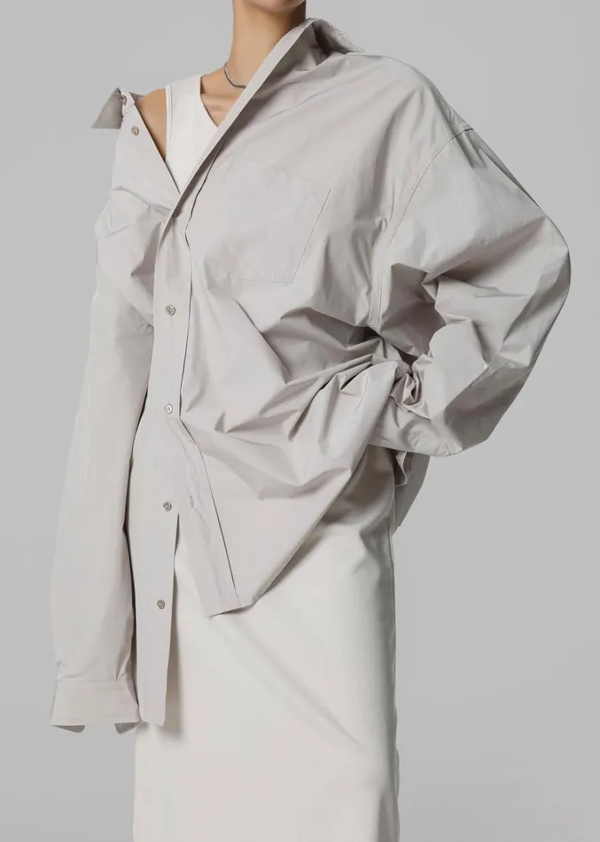 The Frankie Shop Carly Wide Shirt 8211 Taupe Women Tops