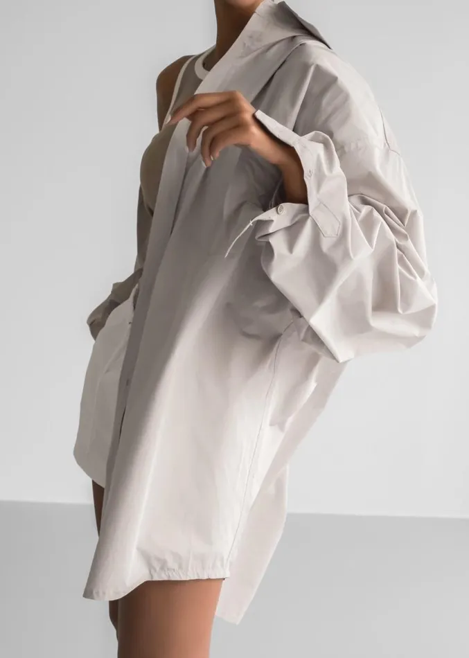The Frankie Shop Carly Wide Shirt 8211 Taupe Women Tops