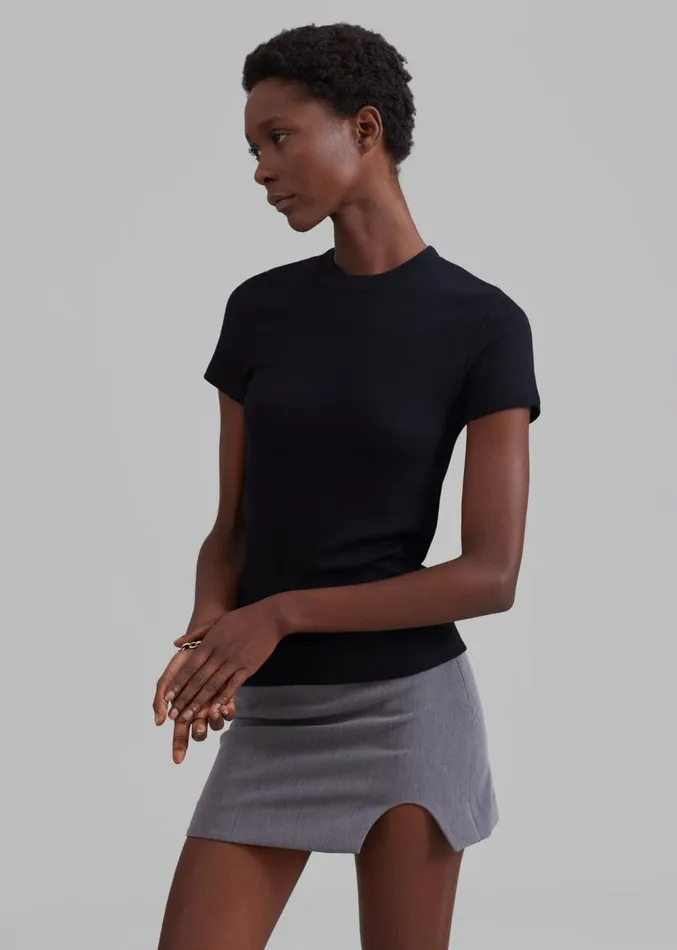 The Frankie Shop Chester Mini Slit Skirt 8211 Grey Women Clothing