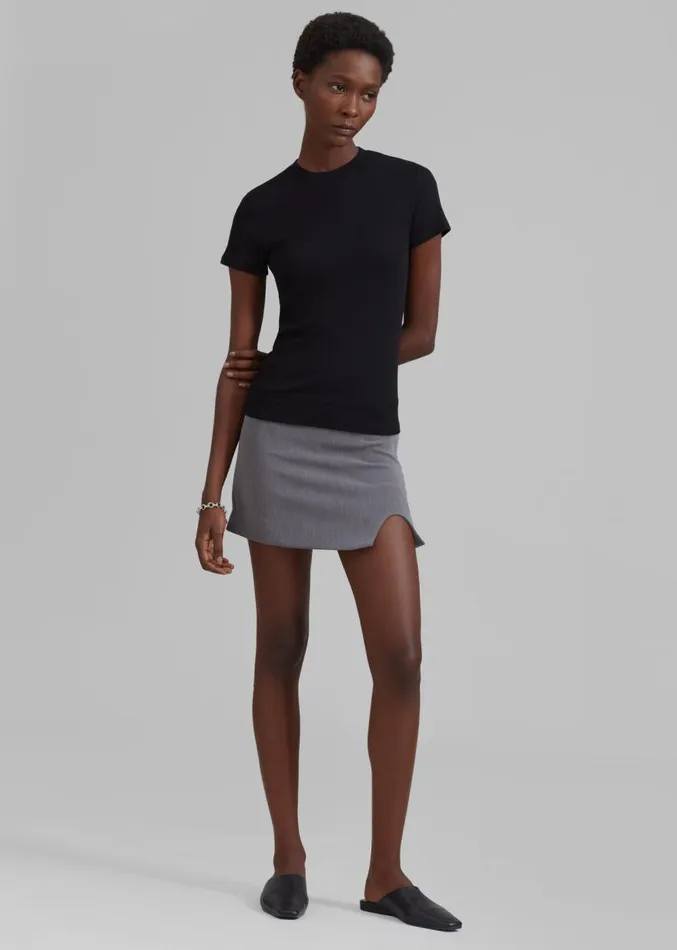 The Frankie Shop Chester Mini Slit Skirt 8211 Grey Women Clothing