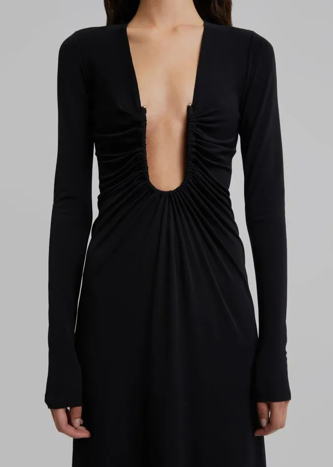 The Frankie Shop Christopher Esber Arced Palm Long Sleeve Dress 8211 Black Women Dresses