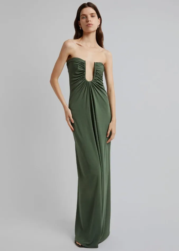 The Frankie Shop Christopher Esber Arced Palm Strapless Dress 8211 Bottle Green Women Dresses The Frankie Shop Christopher Esber Arced Palm Strapless Dress 8211 Bottle Green Women Dresses