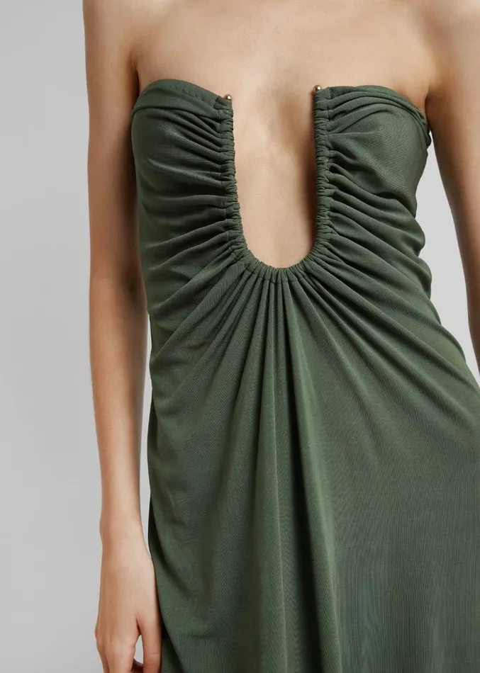 The Frankie Shop Christopher Esber Arced Palm Strapless Dress 8211 Bottle Green Women Dresses