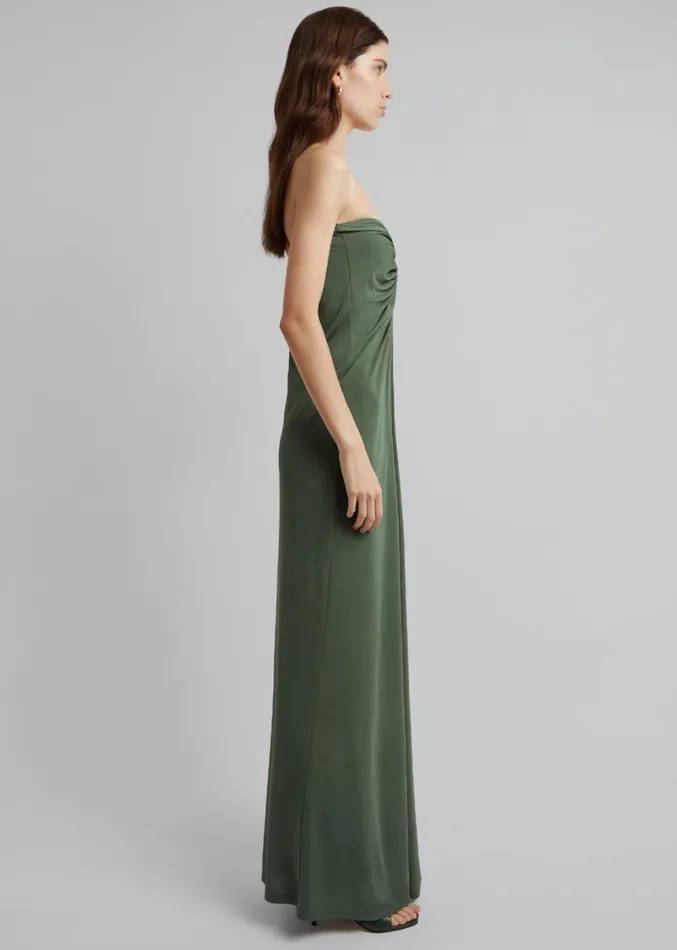The Frankie Shop Christopher Esber Arced Palm Strapless Dress 8211 Bottle Green Women Dresses