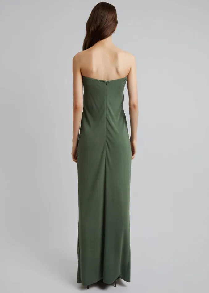 The Frankie Shop Christopher Esber Arced Palm Strapless Dress 8211 Bottle Green Women Dresses