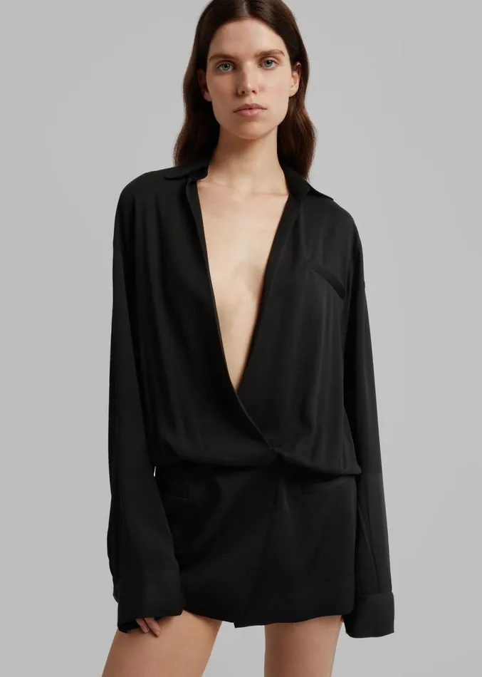 The Frankie Shop Christopher Esber Aulenti Micro Shirt Dress 8211 Black Women Dresses The Frankie Shop Christopher Esber Aulenti Micro Shirt Dress 8211 Black Women Dresses