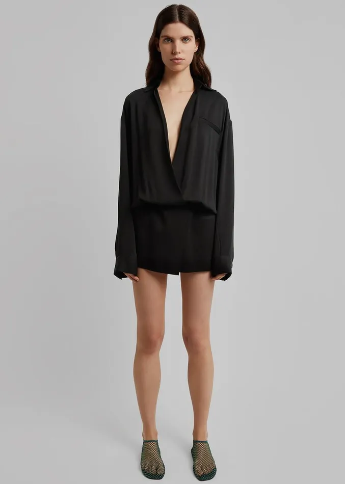 The Frankie Shop Christopher Esber Aulenti Micro Shirt Dress 8211 Black Women Dresses